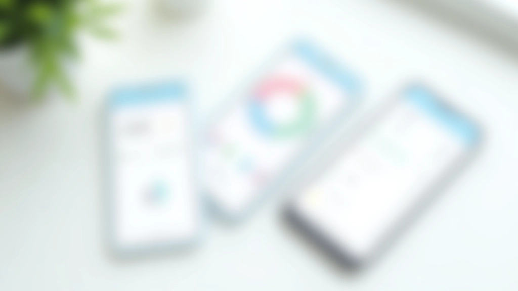 Trois téléphones affichant différentes interfaces d'applications de gestion budgétaire avec graphiques et tableaux colorés, alignés sur une surface moderne